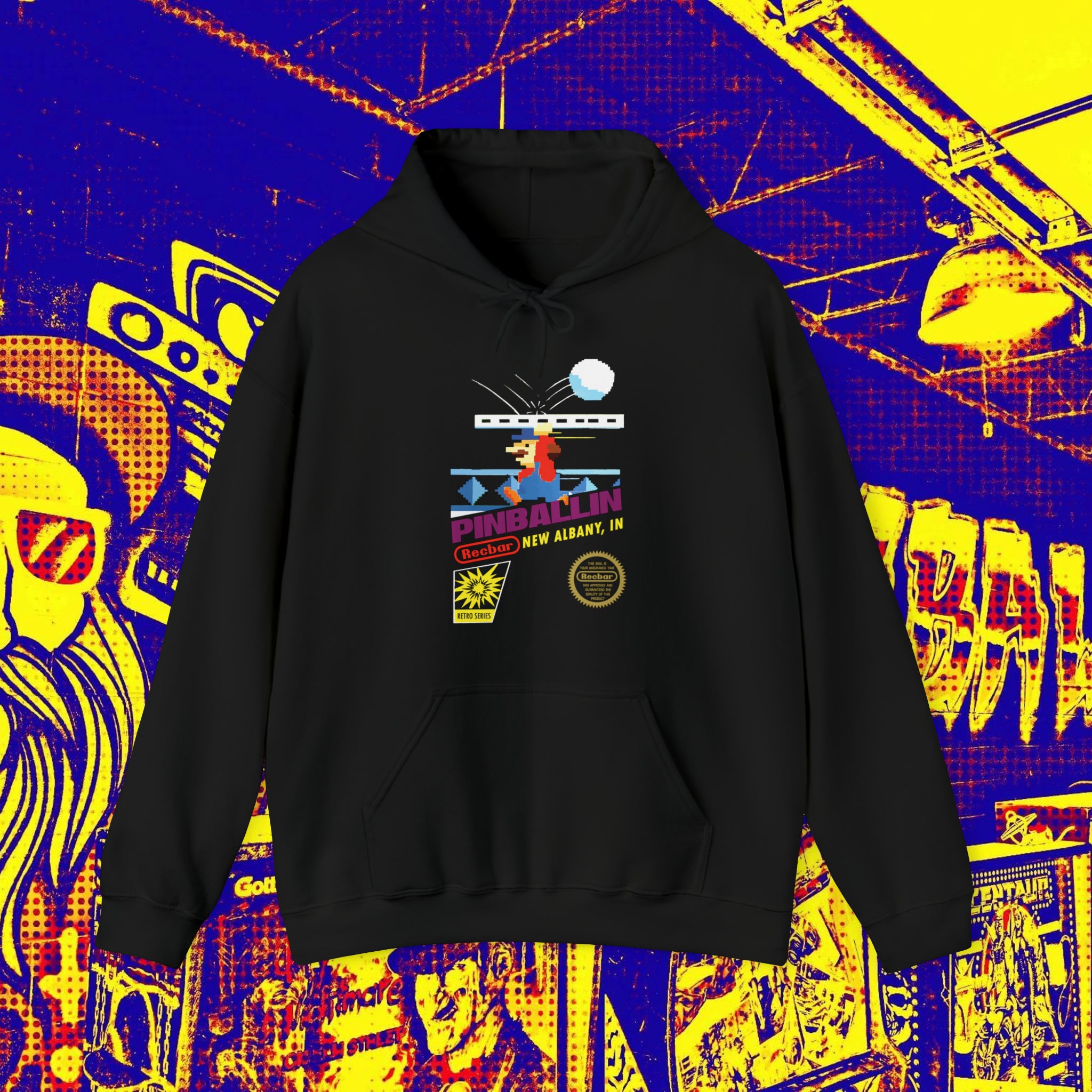 8-Bit Recbar Pinballin' New Albany Hoodie – Dope Arcade