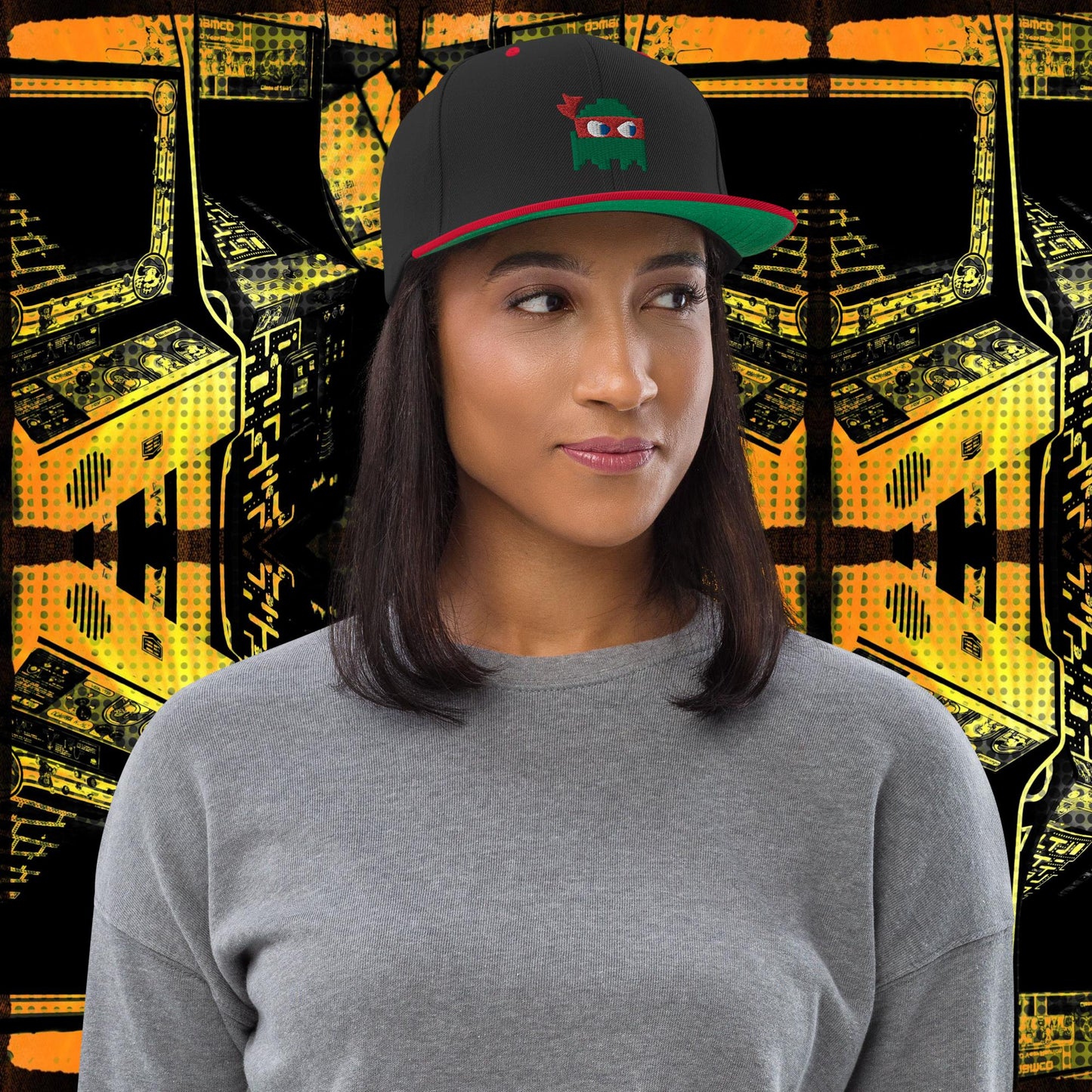 Ninja Ghost Embroidered Snapback Hat