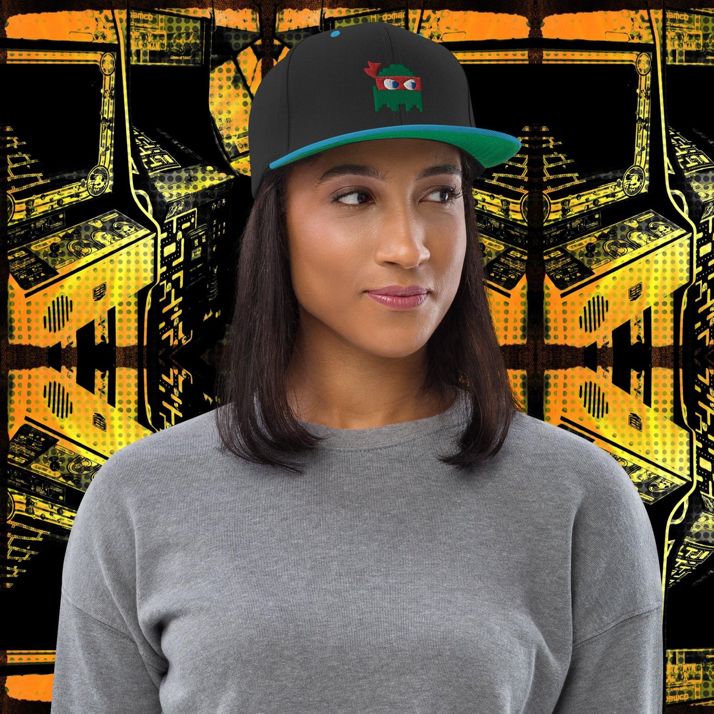 Ninja Ghost Embroidered Snapback Hat