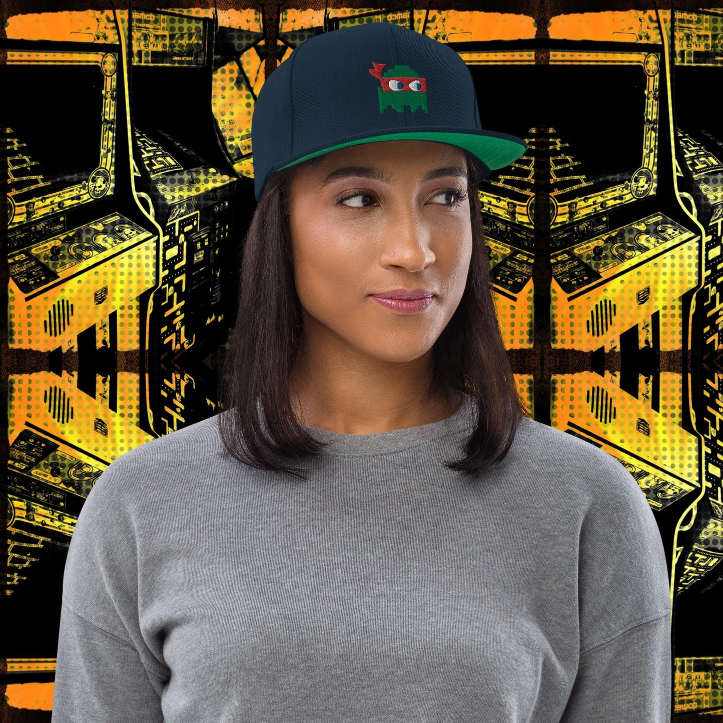 Ninja Ghost Embroidered Snapback Hat