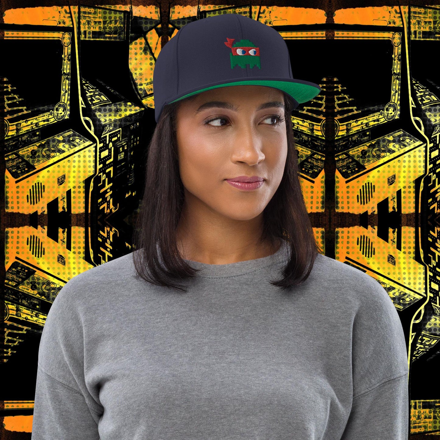 Ninja Ghost Embroidered Snapback Hat